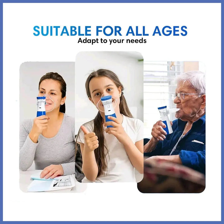 BreatheEase™ Portable Mesh Nebulizer – Silent & Compact | For Adults, Kids & Elderly | Instant Relief from Asthma, Cough & Sinus | USB + Battery Powered