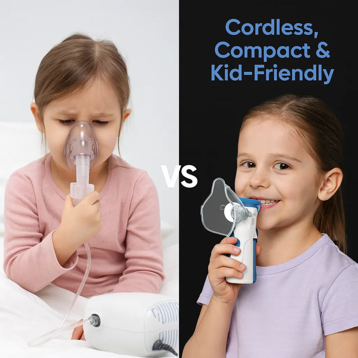 BreatheEase™ Portable Mesh Nebulizer – Silent & Compact | For Adults, Kids & Elderly | Instant Relief from Asthma, Cough & Sinus | USB + Battery Powered