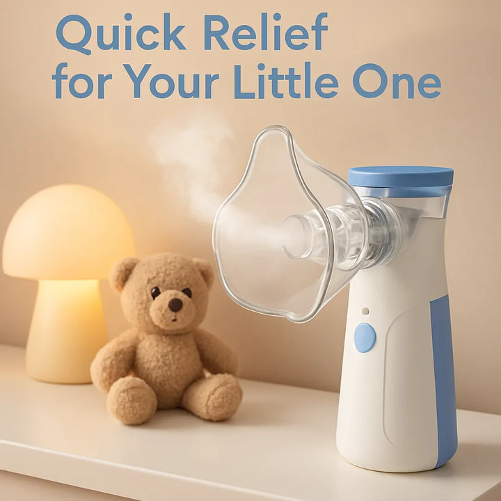BreatheEase™ Portable Mesh Nebulizer – Silent & Compact | For Adults, Kids & Elderly | Instant Relief from Asthma, Cough & Sinus | USB + Battery Powered