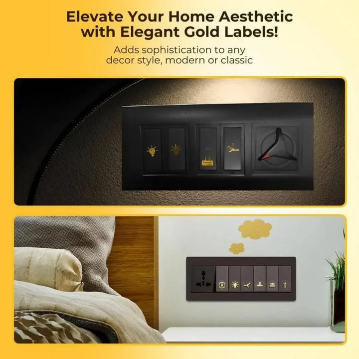 Royal Gold Switch Board Stickers – Premium 3D Vinyl Decals for Home & Office | No Residue, Peel & Stick