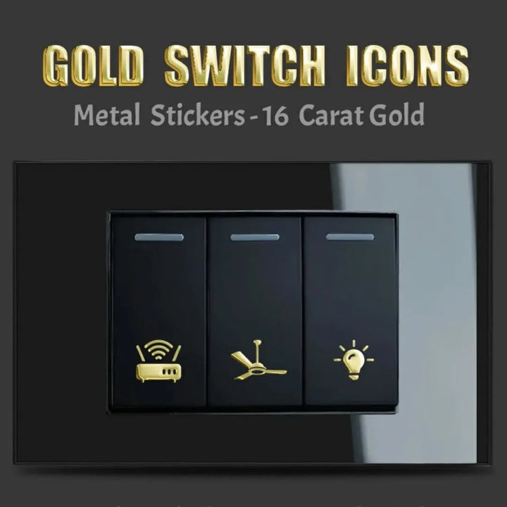 Royal Gold Switch Board Stickers – Premium 3D Vinyl Decals for Home & Office | No Residue, Peel & Stick