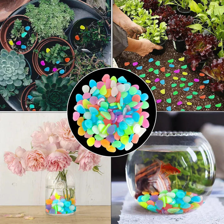 AuraGlow™ Glow-in-the-Dark Garden Pebbles – 150 Pcs | Night Glow Stones for Home, Garden & Aquarium Decor