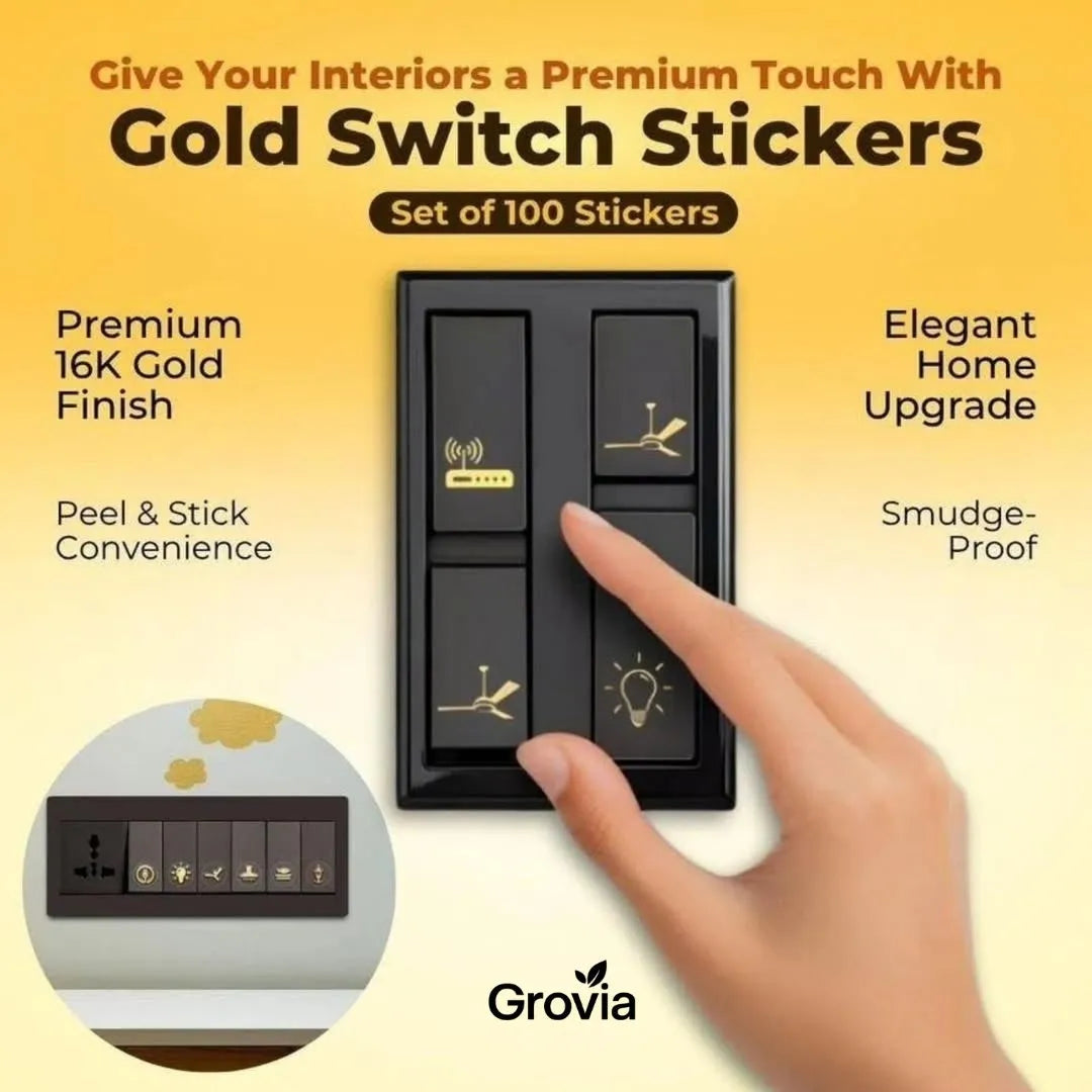 Royal Gold Switch Board Stickers – Premium 3D Vinyl Decals for Home & Office | No Residue, Peel & Stick