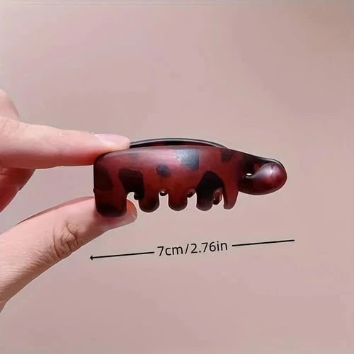 ClipLuxe™ Vintage Banana Hair Clips – Non-Slip Leopard & Matte Set (Pack of 4)