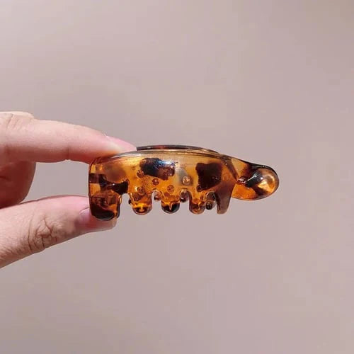 ClipLuxe™ Vintage Banana Hair Clips – Non-Slip Leopard & Matte Set (Pack of 4)