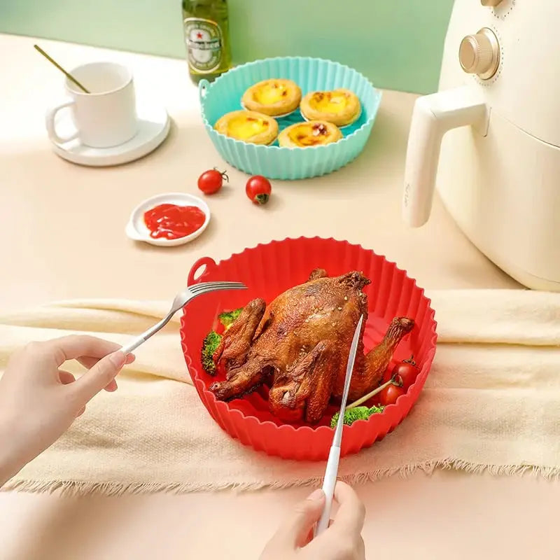 AirCrisp™ Reusable Silicone Air Fryer Liner — Non-Stick, No More Greasy Scrubbing