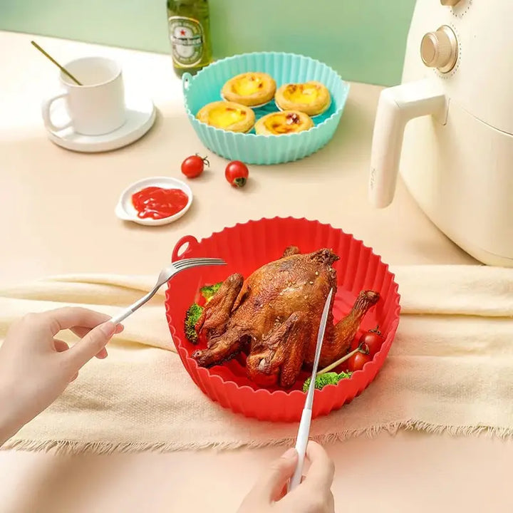 AirCrisp™ Reusable Silicone Air Fryer Liner — Non-Stick, No More Greasy Scrubbing