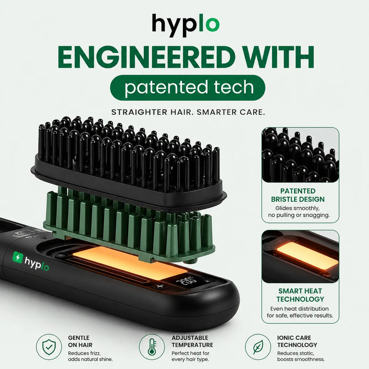 Cordless Hair Straightener Brush – Salon-Smooth Hair in 5 Minutes | Portable & Rechargeable