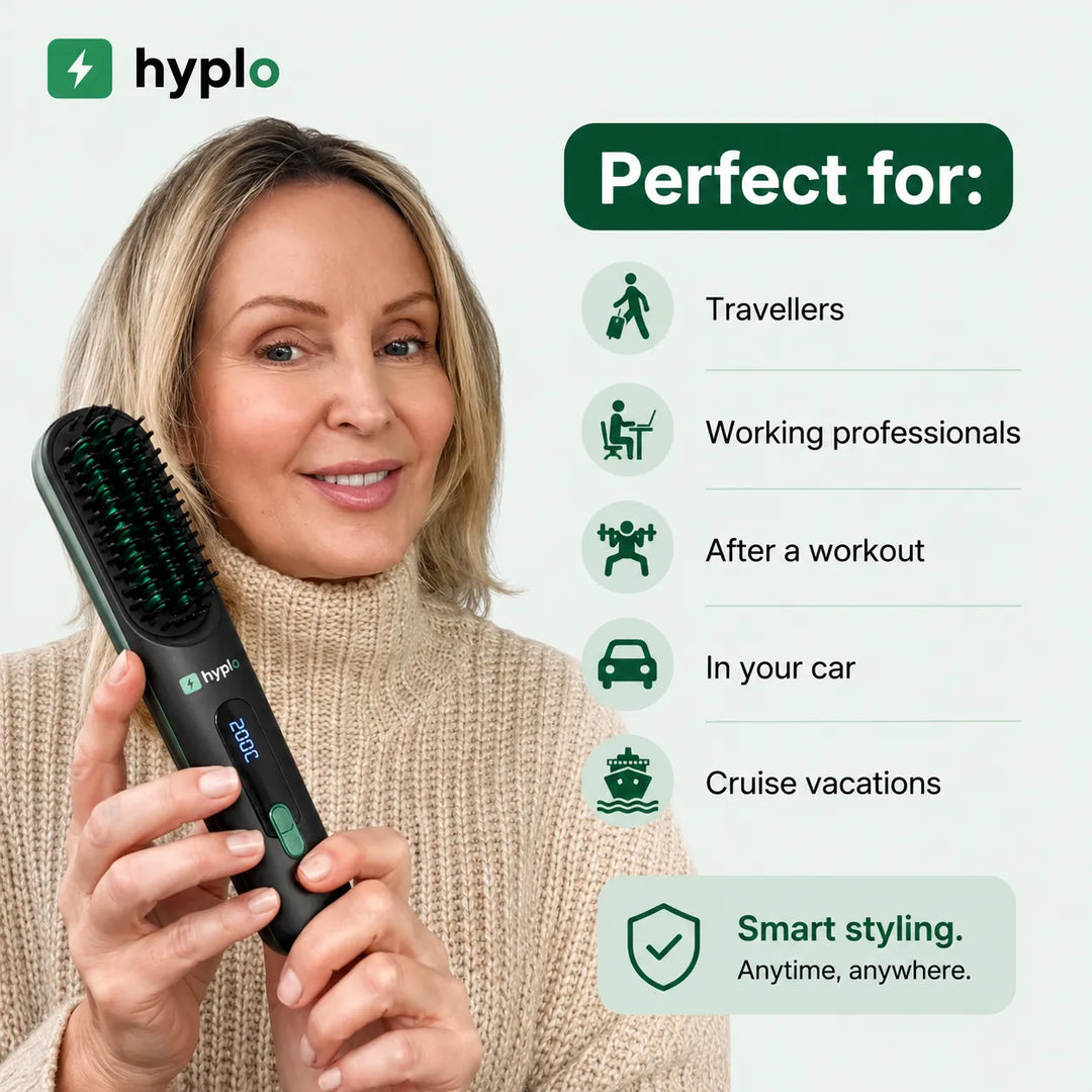 Cordless Hair Straightener Brush – Salon-Smooth Hair in 5 Minutes | Portable & Rechargeable