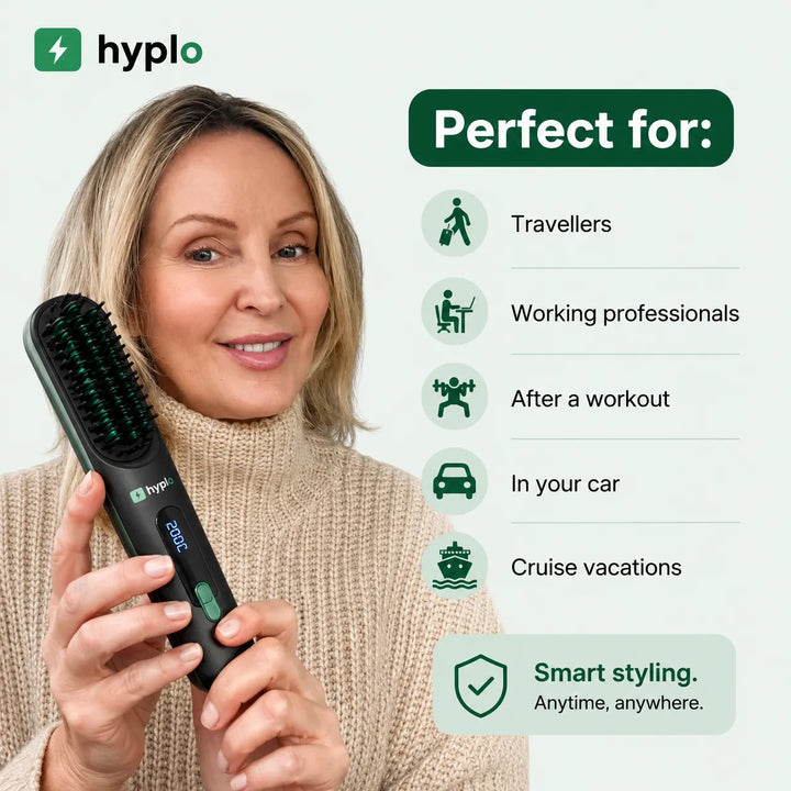 Cordless Hair Straightener Brush – Salon-Smooth Hair in 5 Minutes | Portable & Rechargeable