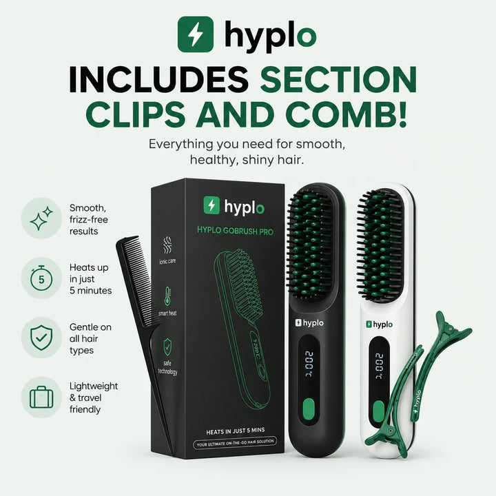 Cordless Hair Straightener Brush – Salon-Smooth Hair in 5 Minutes | Portable & Rechargeable