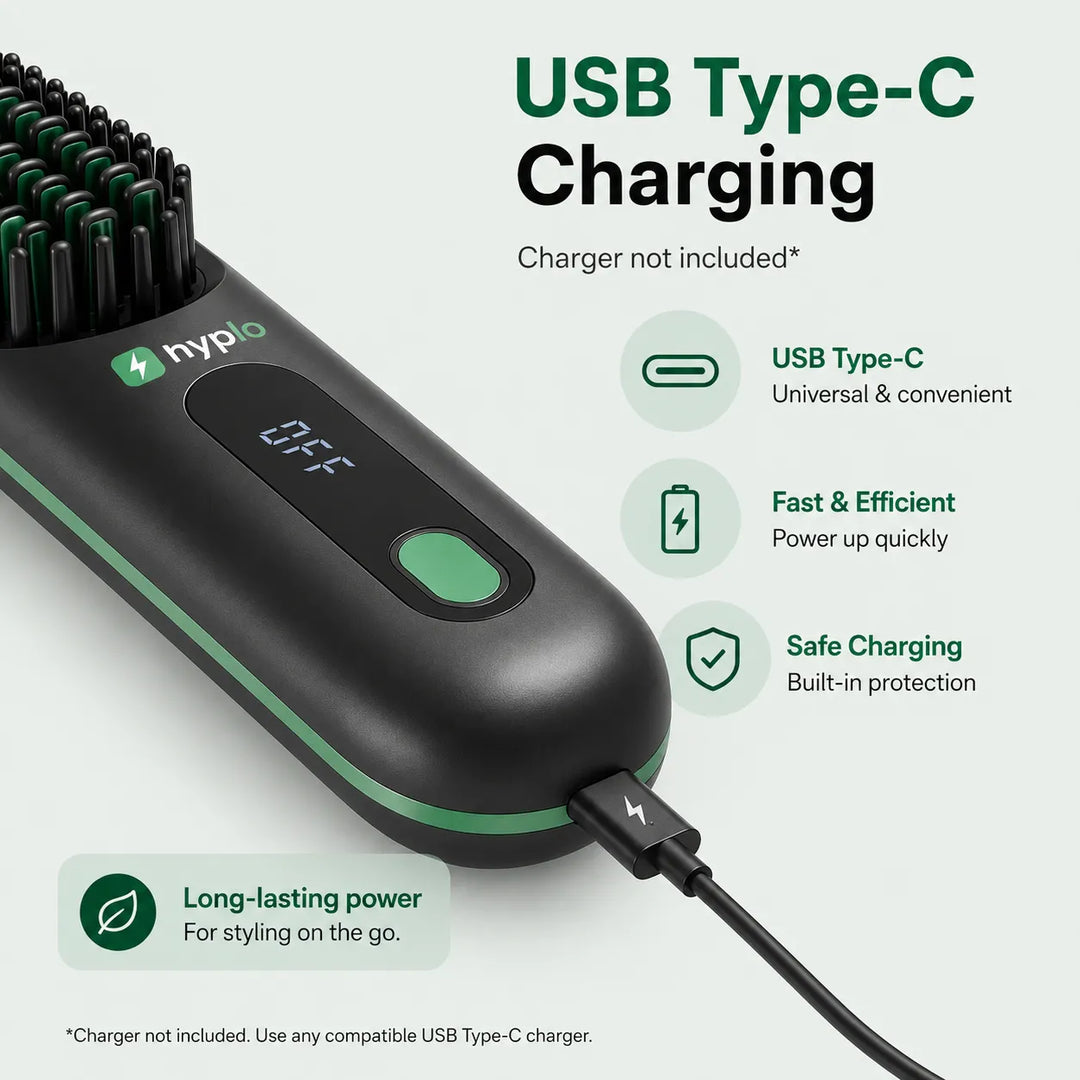 Cordless Hair Straightener Brush – Salon-Smooth Hair in 5 Minutes | Portable & Rechargeable